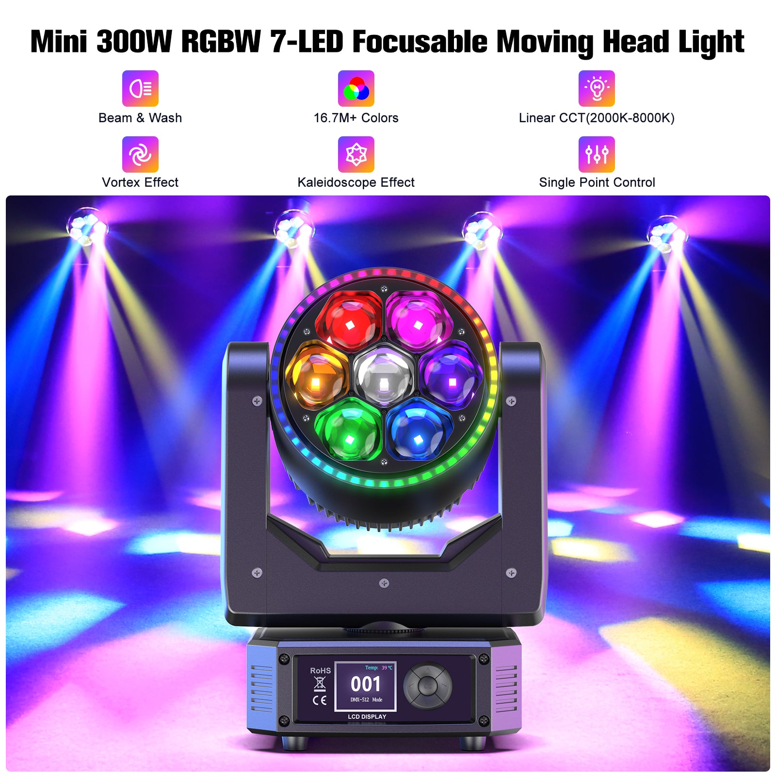 7X30W LED RGBW 4-in-1 Bee Eye Moving Headlight-E29