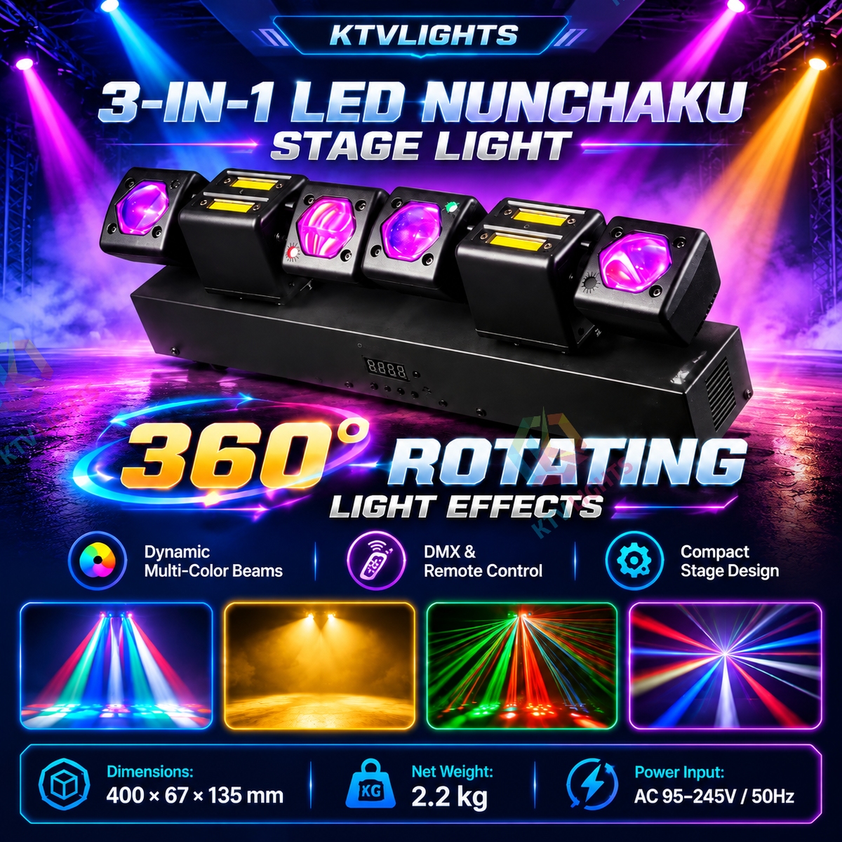 KTVLIGHTS 48W/100W LED Moving Head DJ Party Stage Light-E121
