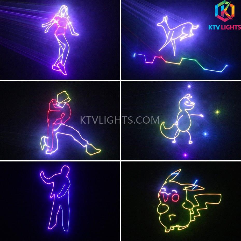 Animacja laserowa 2-4w RGB 3D ze sterowaniem głosowym/oświetleniem scenicznym DMX512-A7