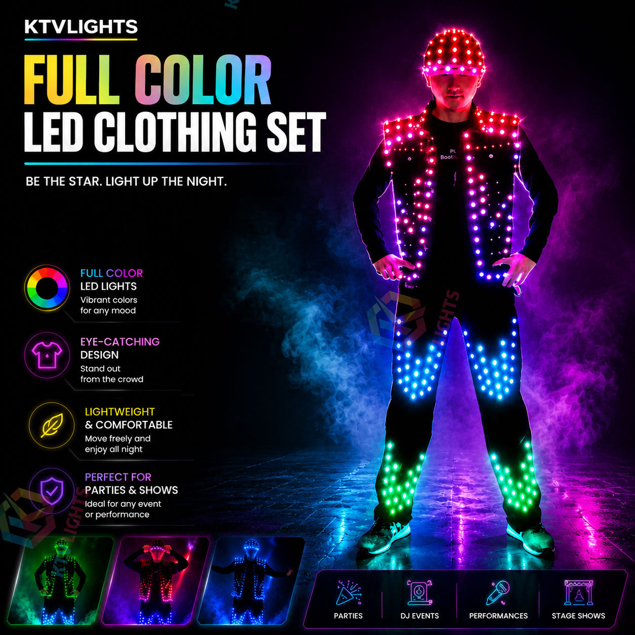KTVLIGHTS Own The Spotlight With A Full Color LED Outfit-M31