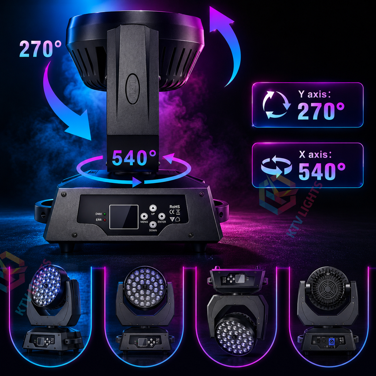 36x8W RGBW LED Moving Head Stage Light for DJ Party Club-E84
