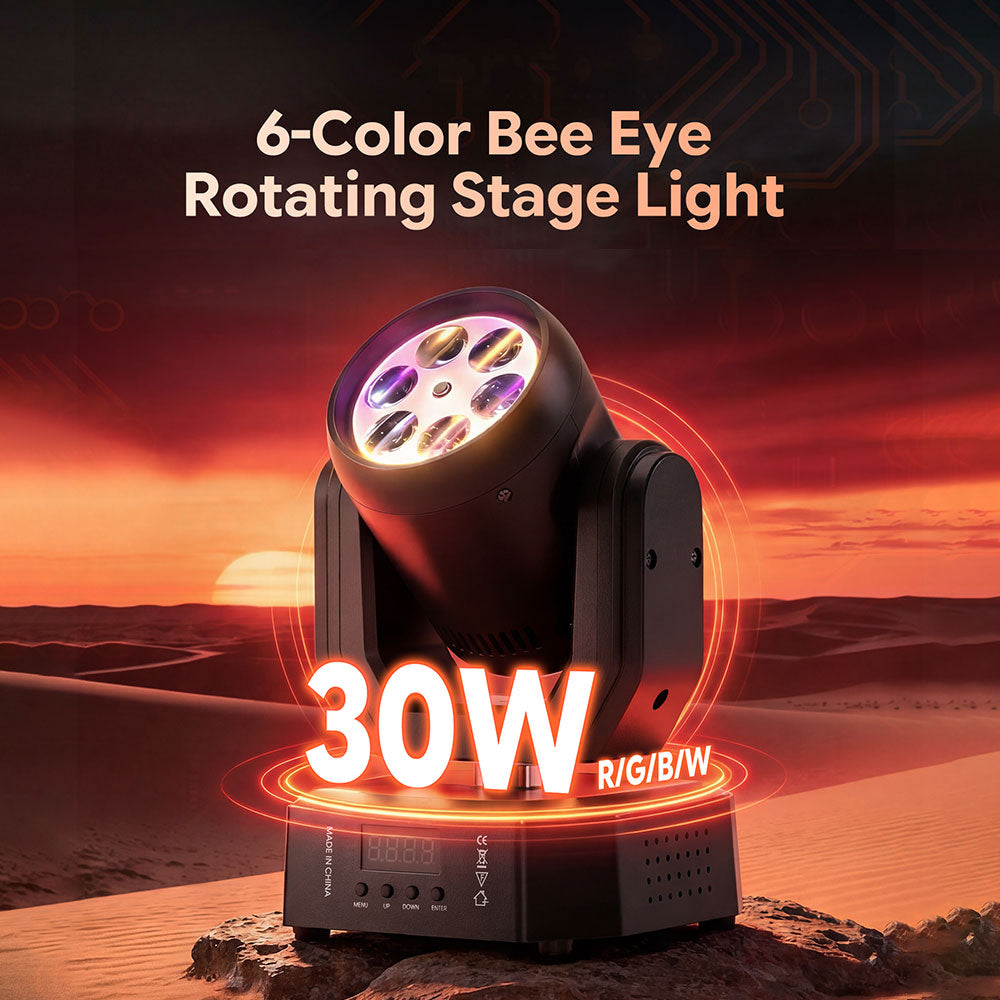 Mini six-color bee-eye rotating moving head light-E75