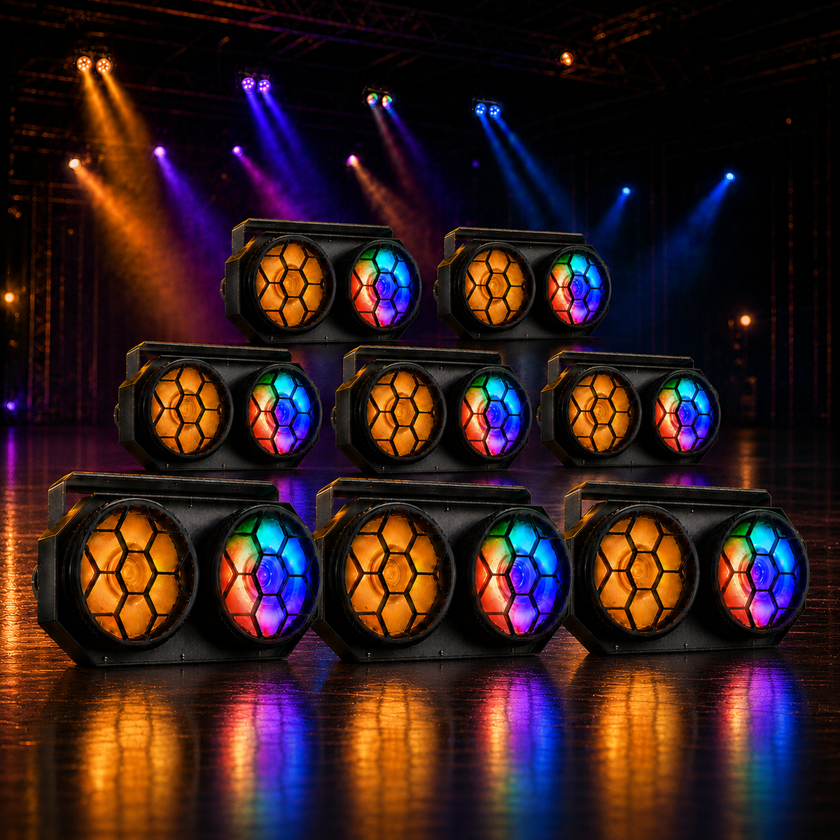 KTVLIGHTS 2x100W RGB COB LED PAR Strobe Stage Light-P65