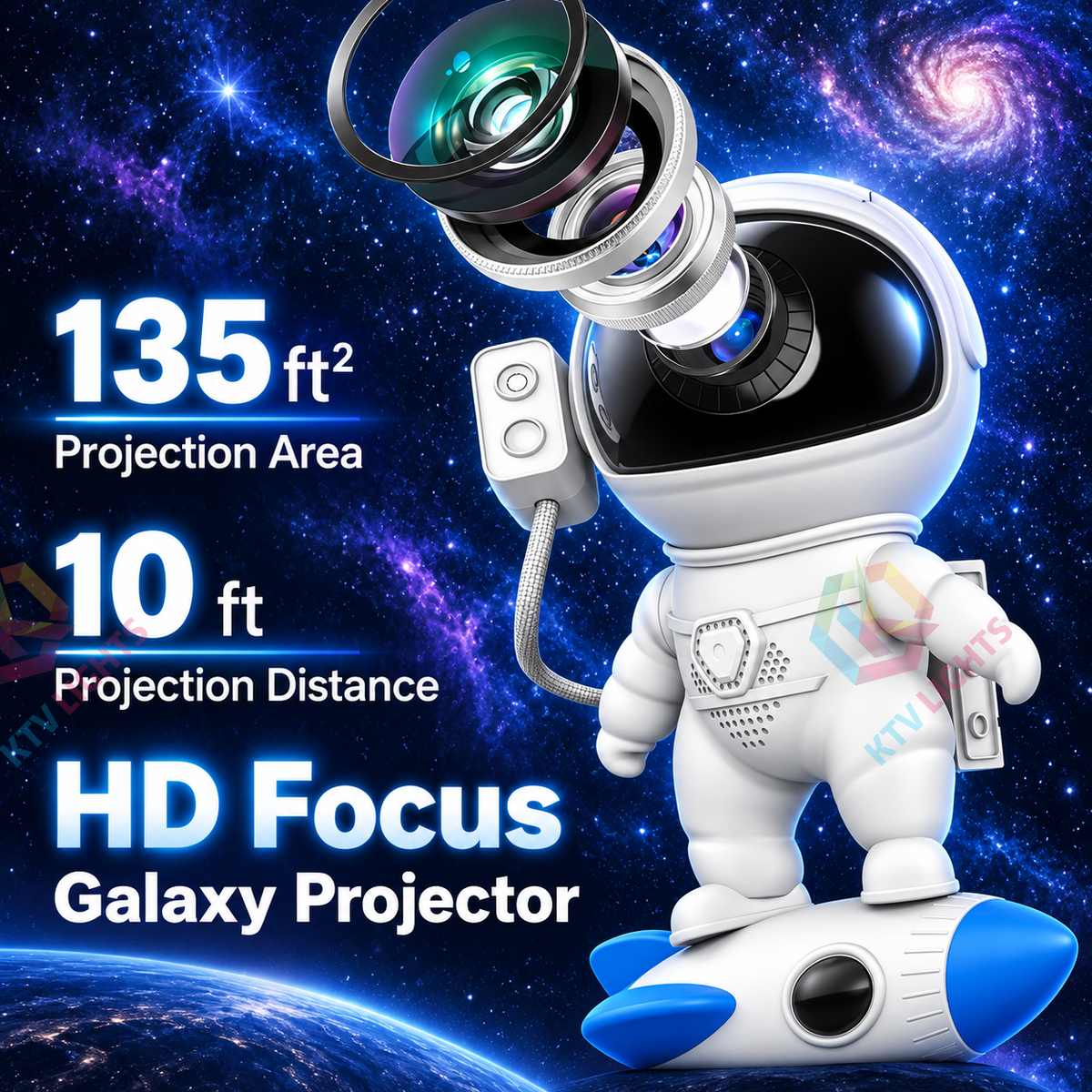 KTVLIGHTS 4K Planetarium Projector with 12 HD Galaxy Discs-S49