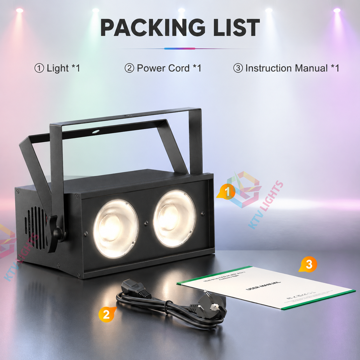 KTVLIGHTS 2x50W 2-in-1 Strobe Stage Light-P31
