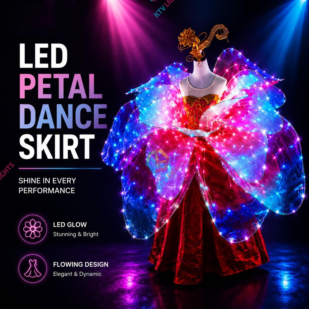 KTVLIGHTS LED Petal Skirt Dress for Dance Shows & Festivals-M14