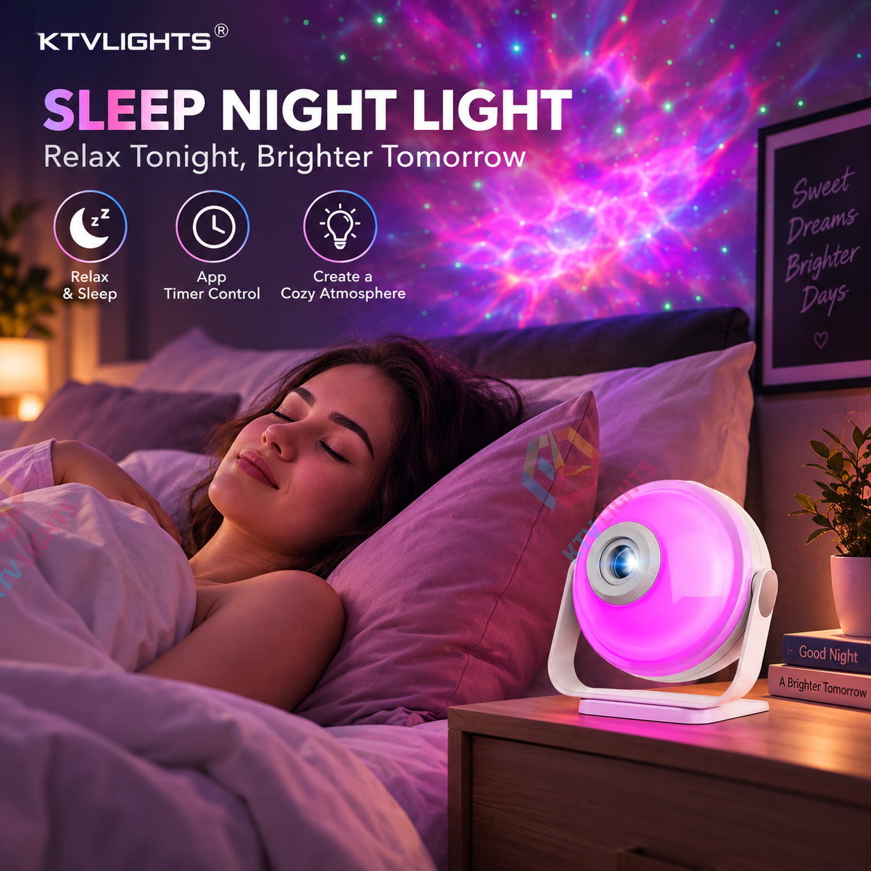 KTVLIGHTS Smart Galaxy Star Projector with APP Control-S60