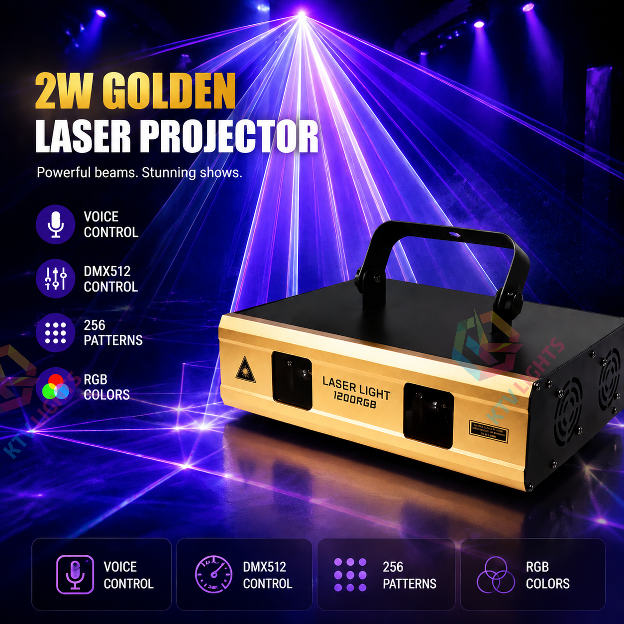 KTVLIGHTS 2000mW Laser Beam Light – DJ Stage Party Light – DMX512-A5