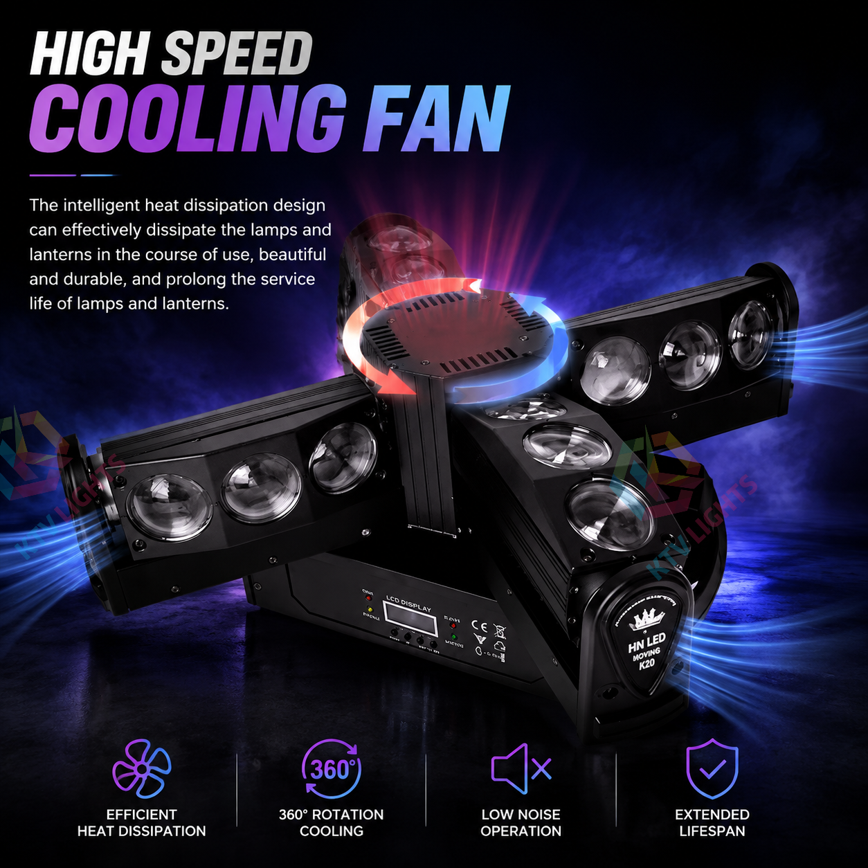 KTVLIGHTS  200W 4-in-1 Cross Moving Head DJ Stage Light- B8