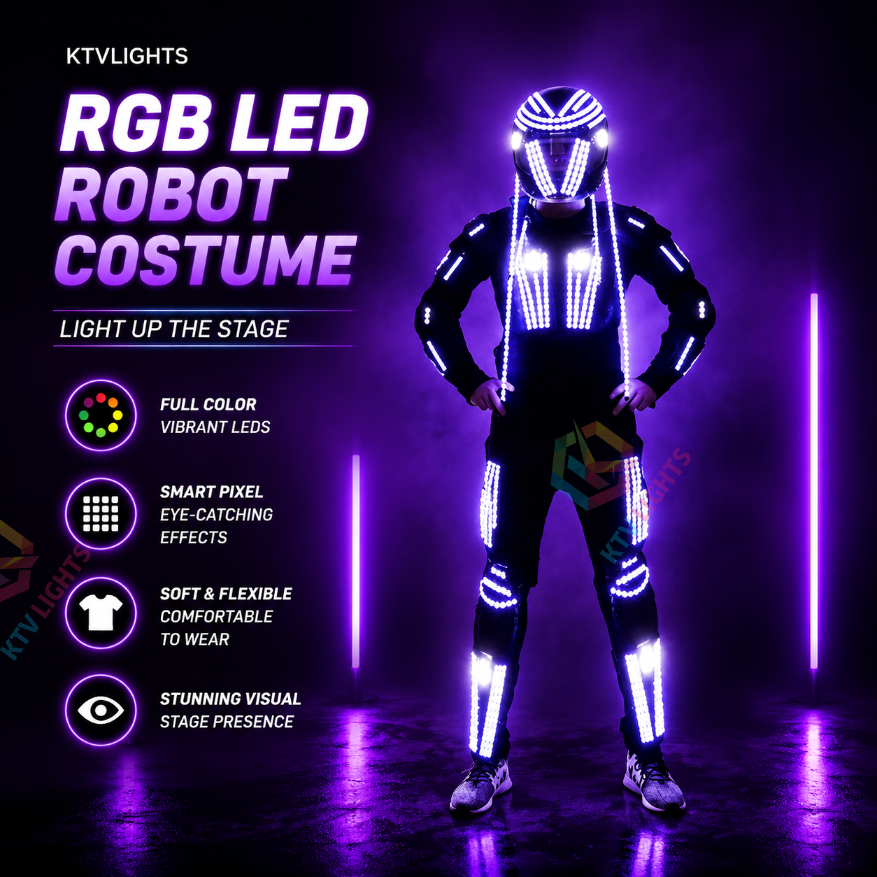 KTVLIGHTS RGB LED Robot Costume for Stage Performances and Parties-M25
