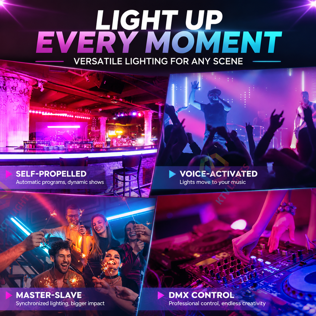 KTVLIGHTS 252-LED RGB 3-in-1 Stage Wall Washer Light-X11