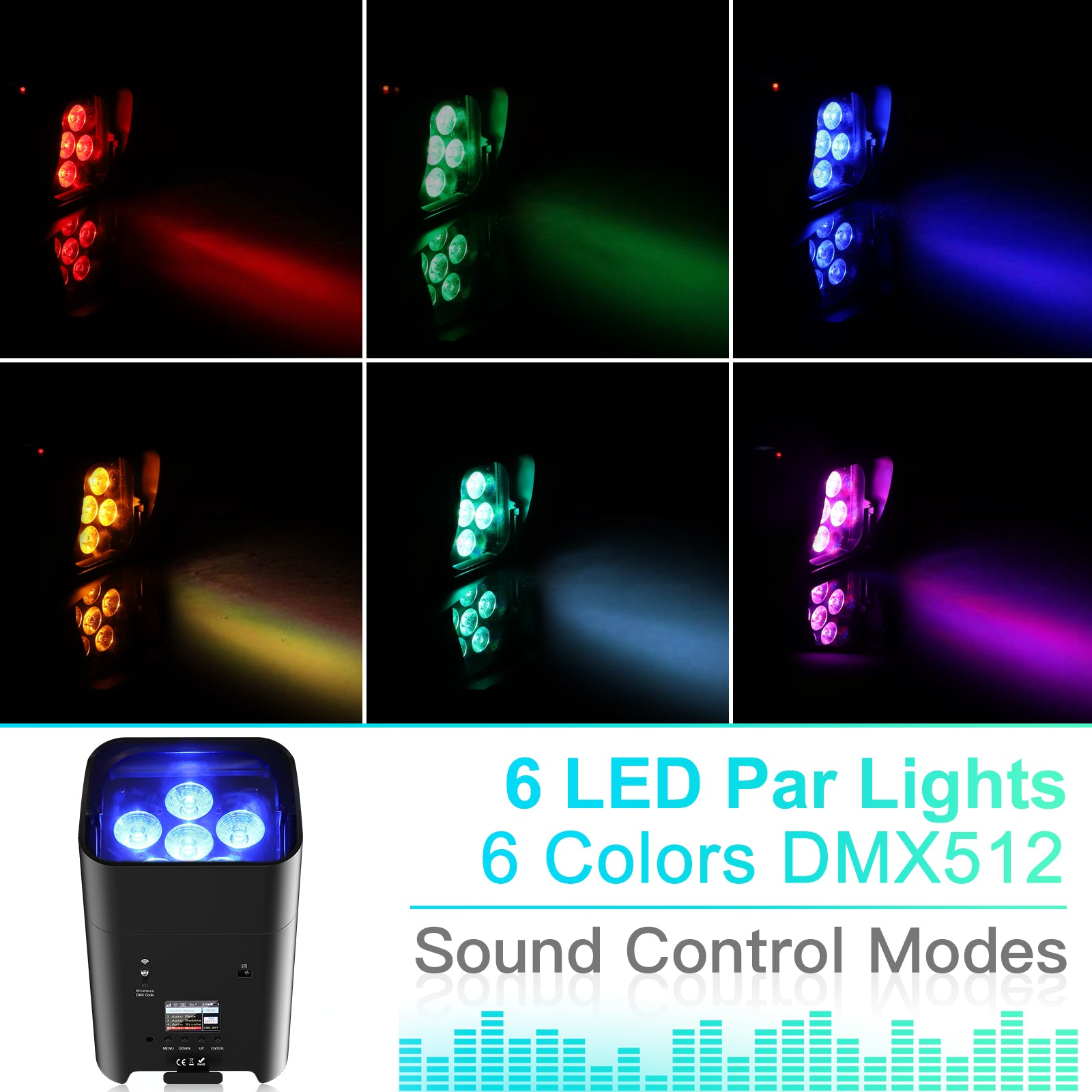 6Pcs 18W RGBWA + UV Wash Lamp-X12