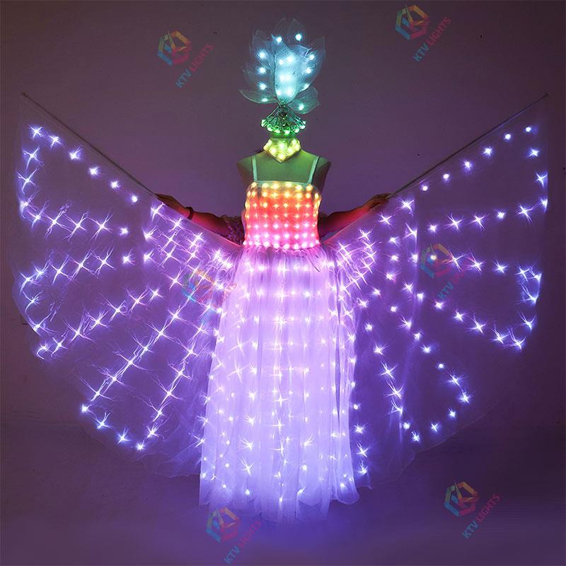 Full-color LED glowing wings wedding dress set - M16