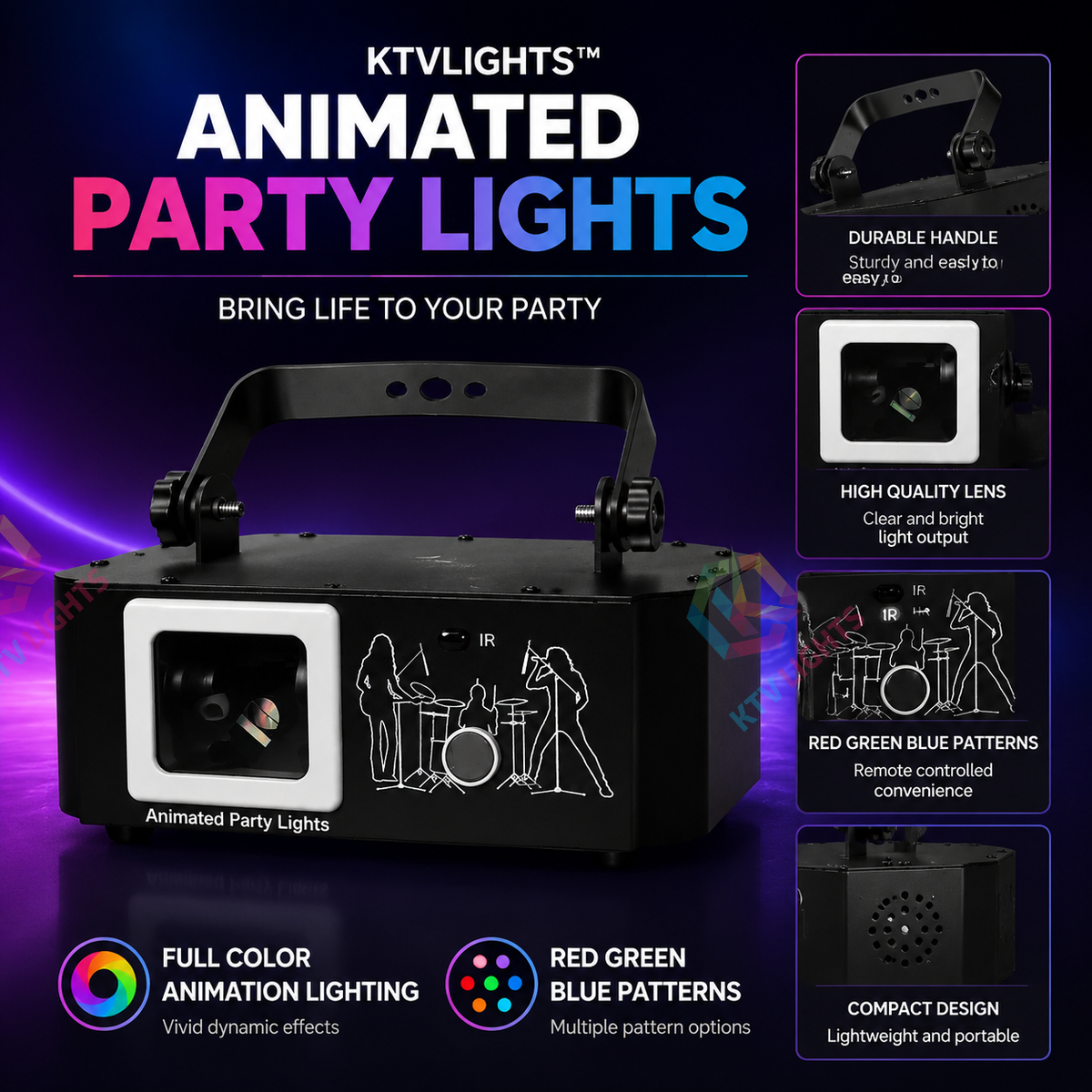 KTVLIGHTS 2-in-1 Starry Sky Scanning Laser Light for DJ Stages-B32