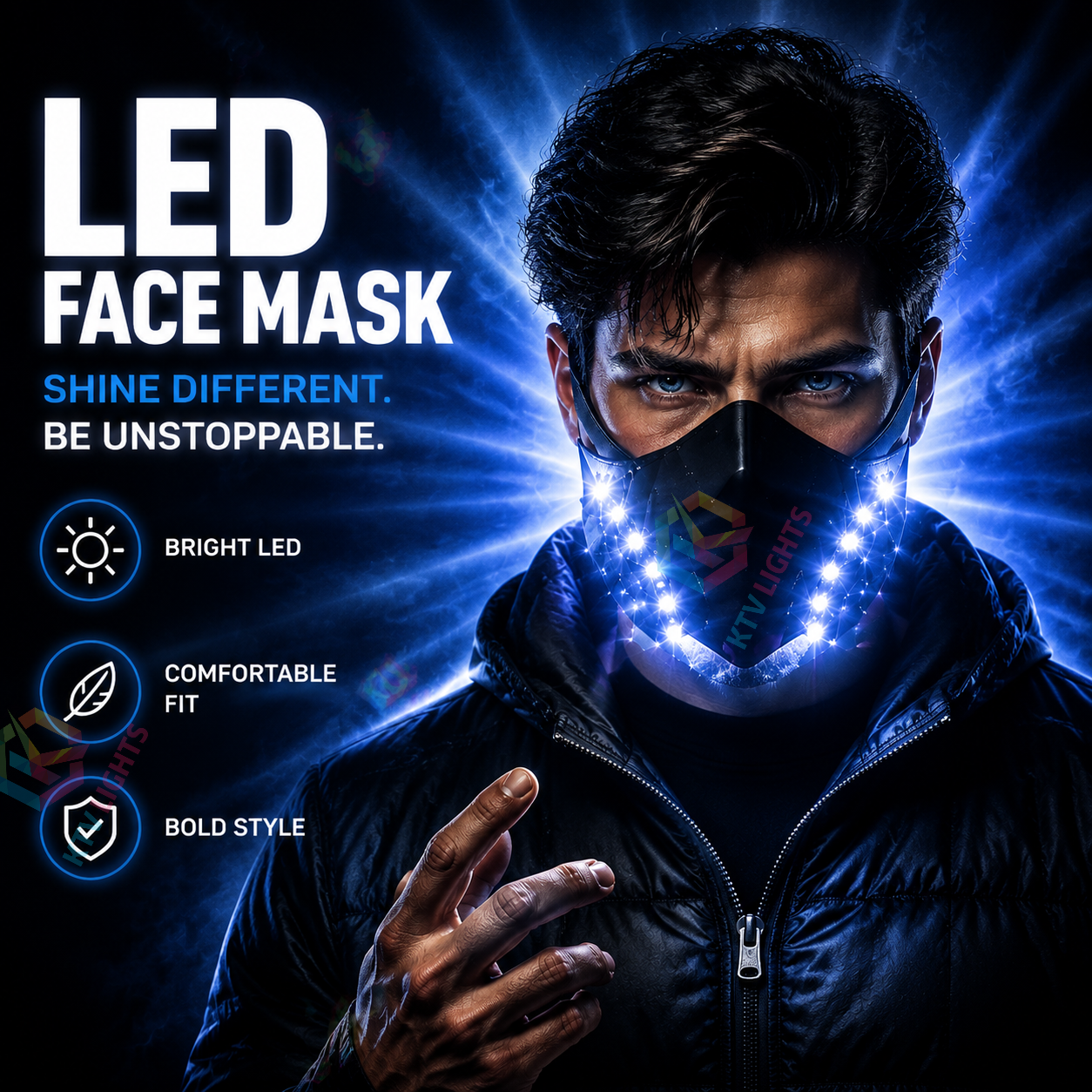 KTVLIGHTS Stand Out With This Futuristic LED Mask-M38