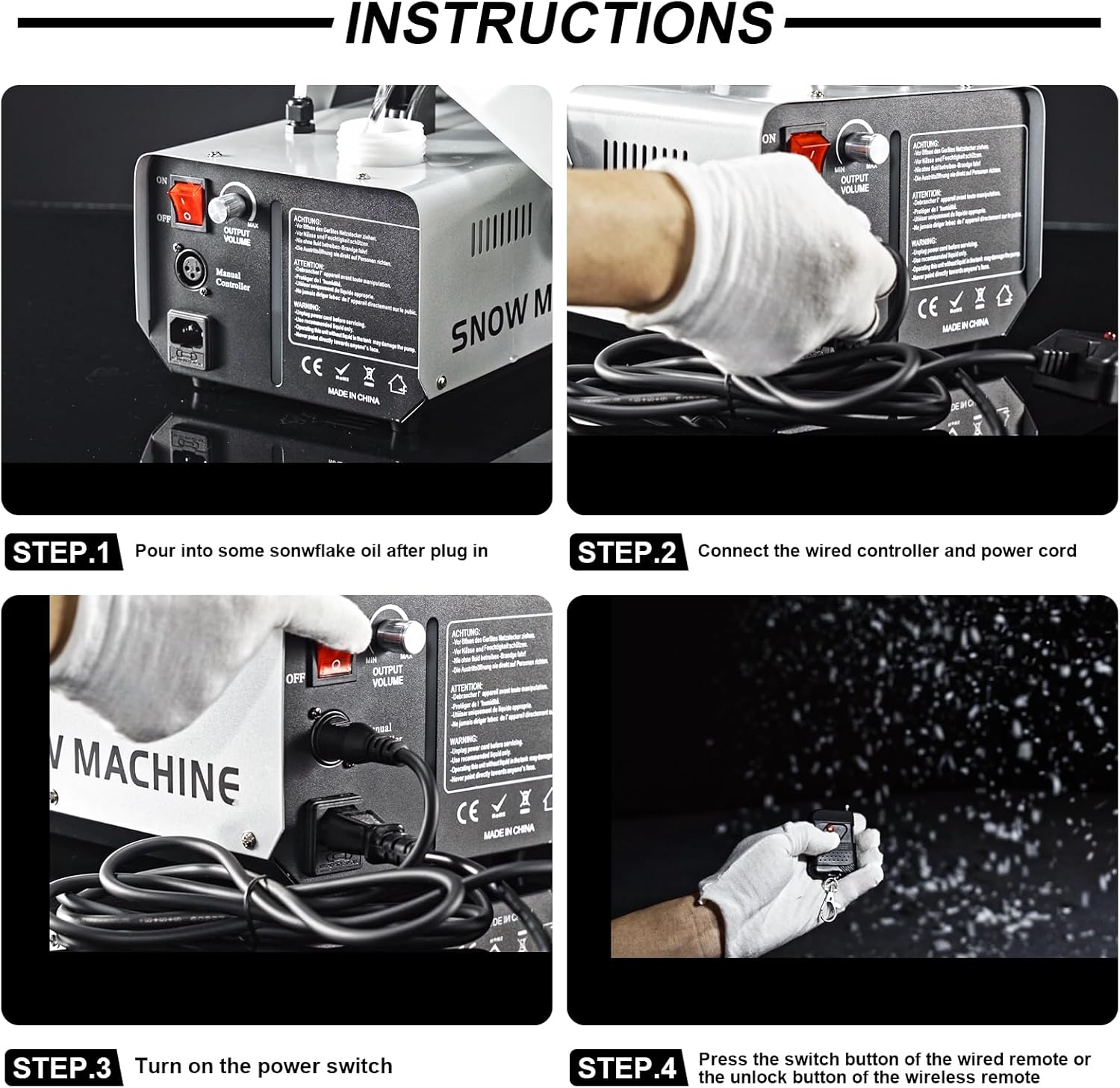 1000W Snow Machine with Remote Control-H3