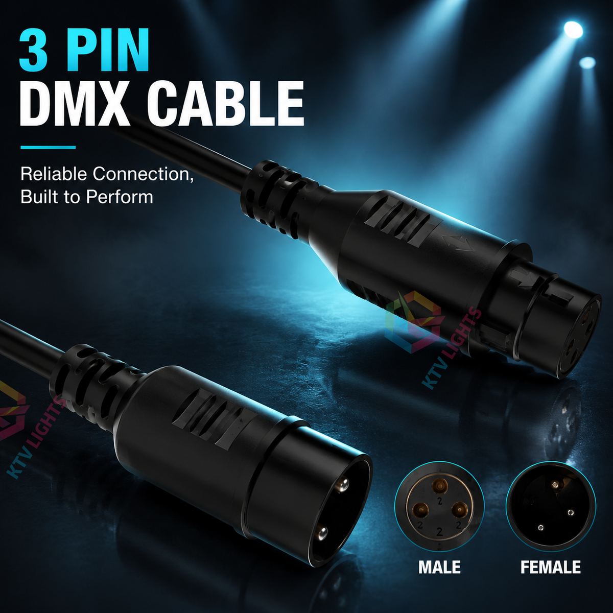 KTVLIGHTS 3M Universal DMX512 Stage Lighting Cable-D5