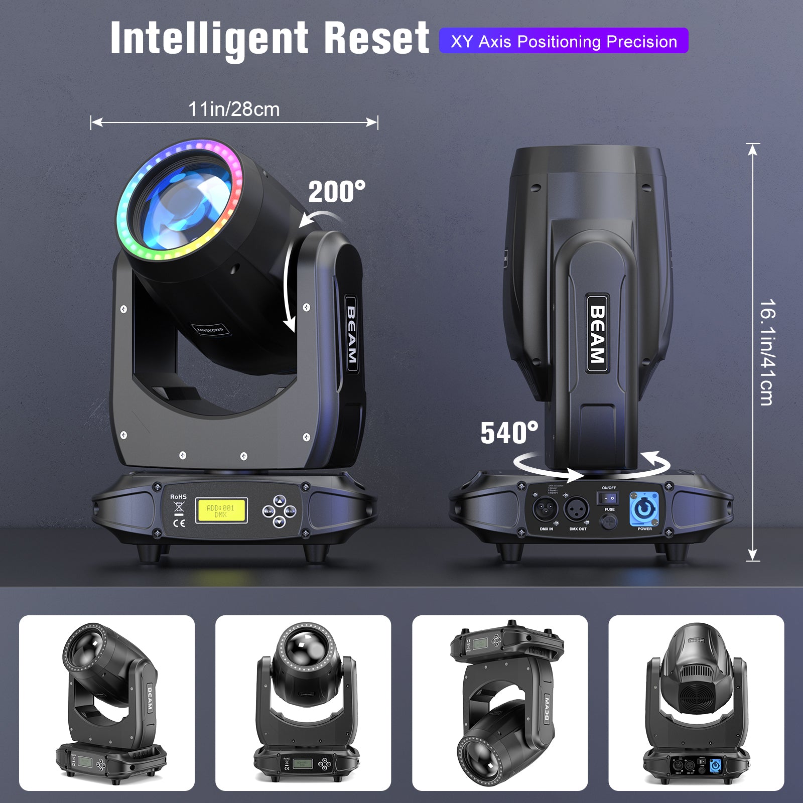 180W LED Rainbow Beam and Pattern Moving Head Light-E43