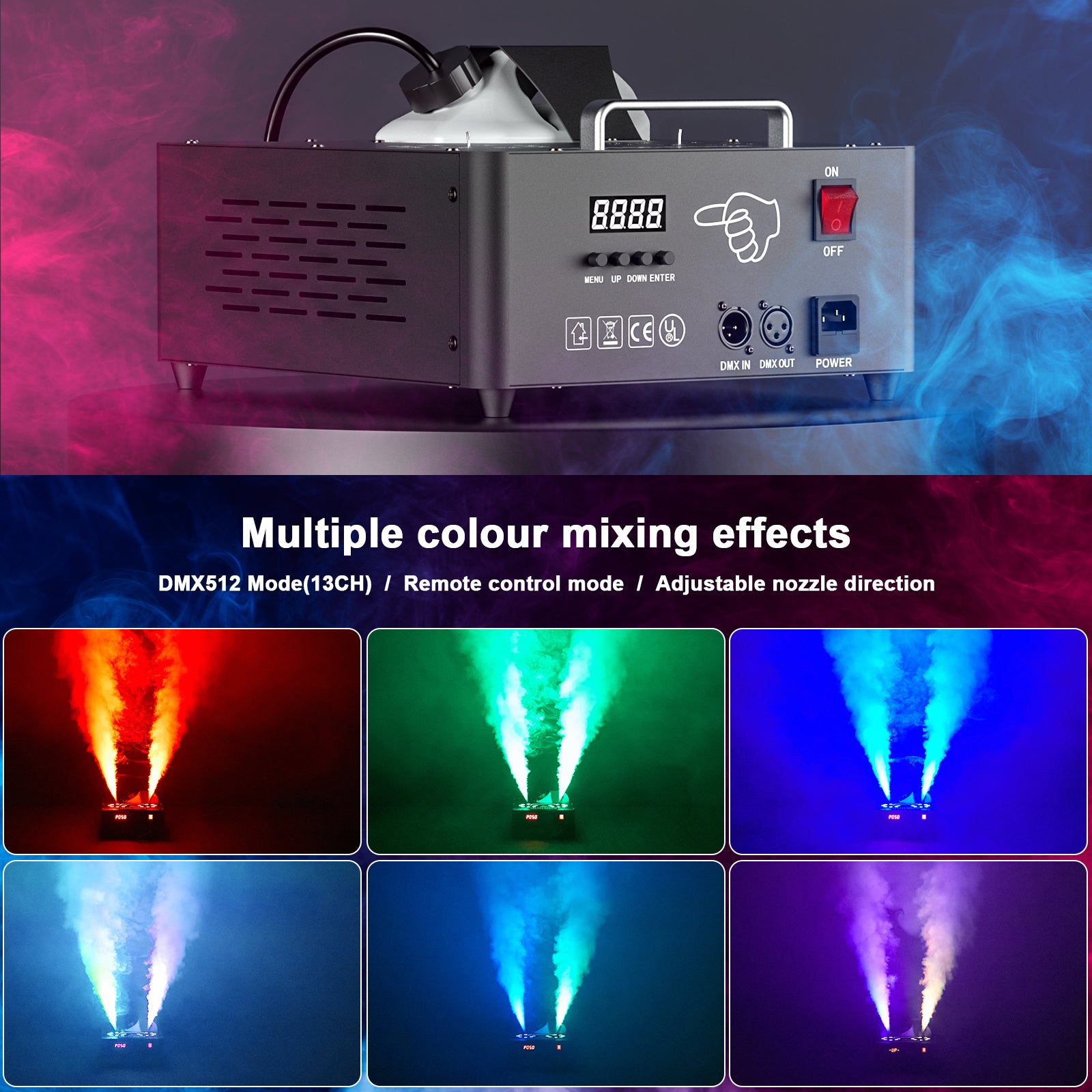 2000W Dual-Tube Adjustable LED RGB Smoke Machine-Y11