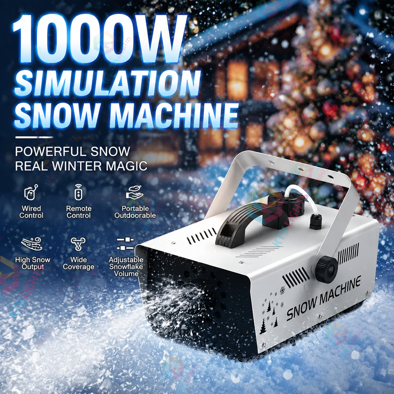 KTVLIGHTS 1000W Snow Machine with Remote Control-H3