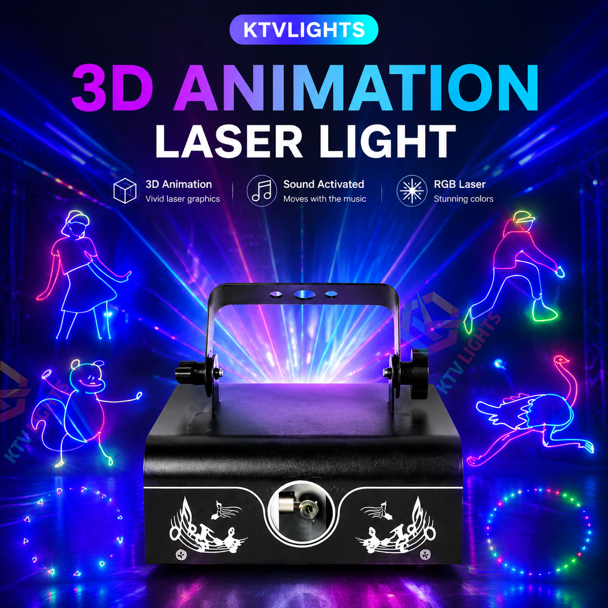 KTVLIGHTS RGB Animation Laser Light for DJ Stage Parties-A1