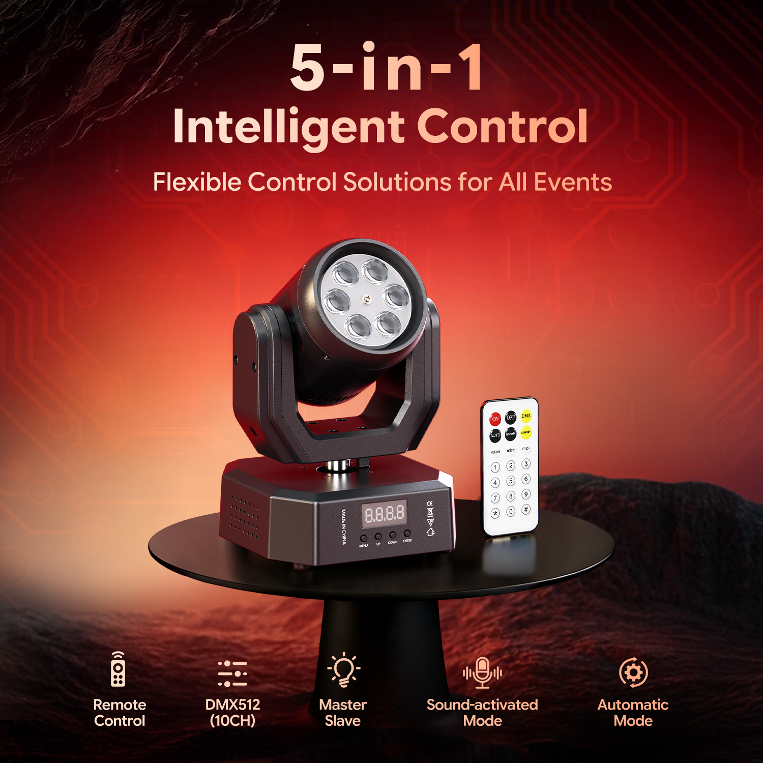 Mini six-color bee-eye rotating moving head light-E75