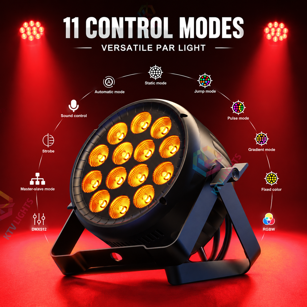 KTVLIGHTS 210W RGBW 4-in-1 LED Stage PAR Light-P26