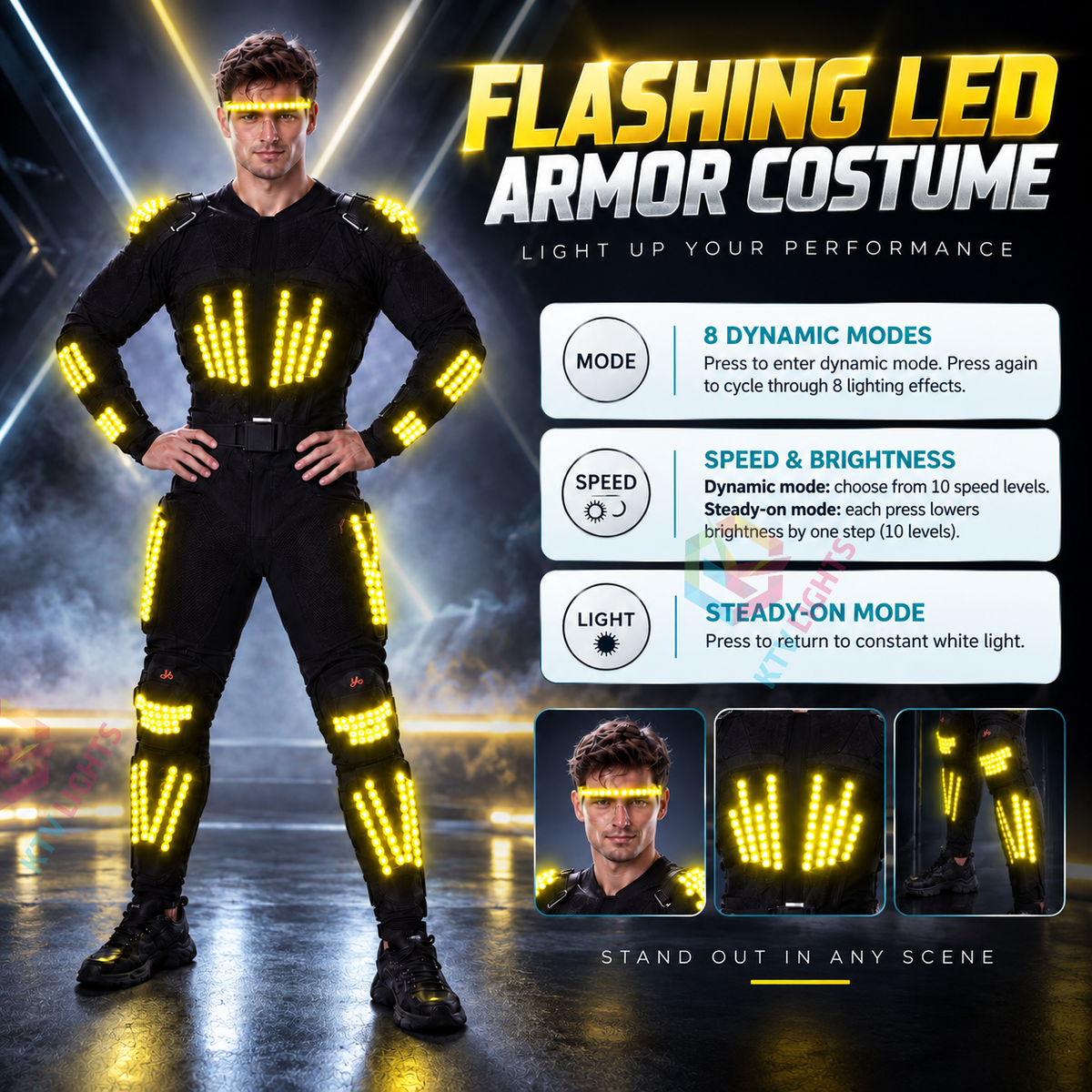 KTVLIGHTS LED Armor Costume for Rave, Cosplay & Stage-M61