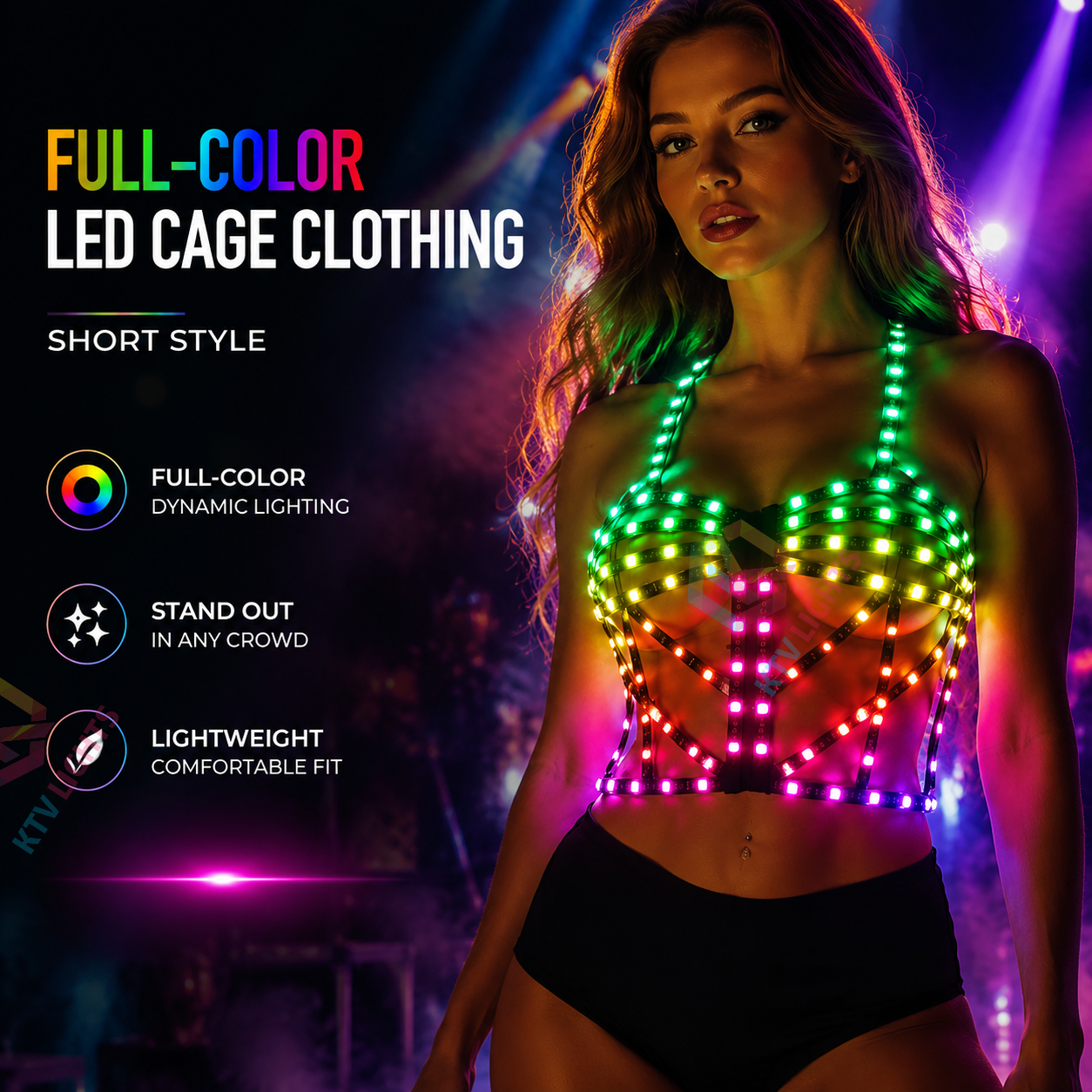 KTVLIGHTS Full Color LED Cage Clothing for Rave & Festivals-M13