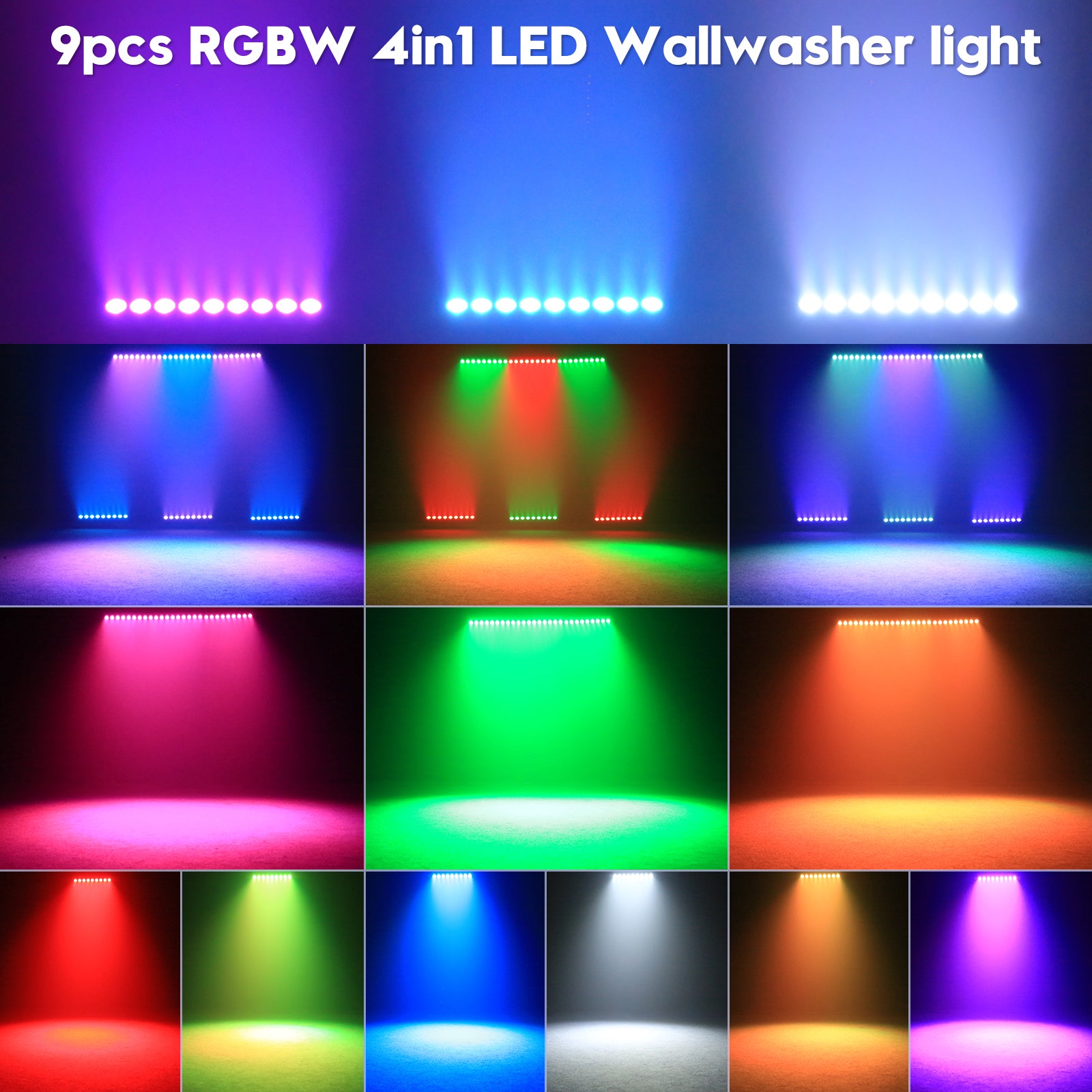 36W 9 LEDs RGBW 4-in-1 Wall Washer-X9