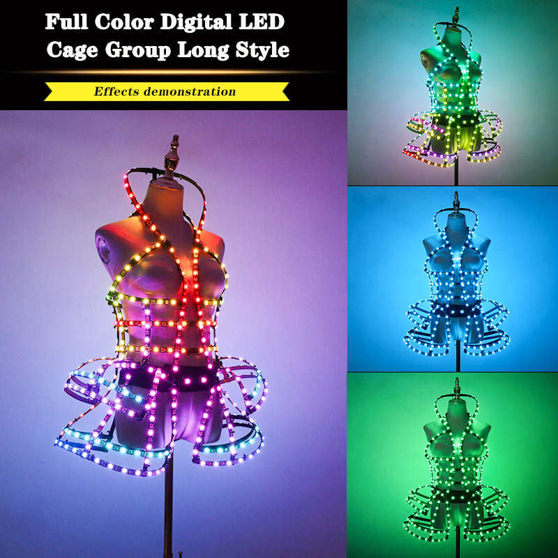 Full-color LED cage-style long performance costume - M12