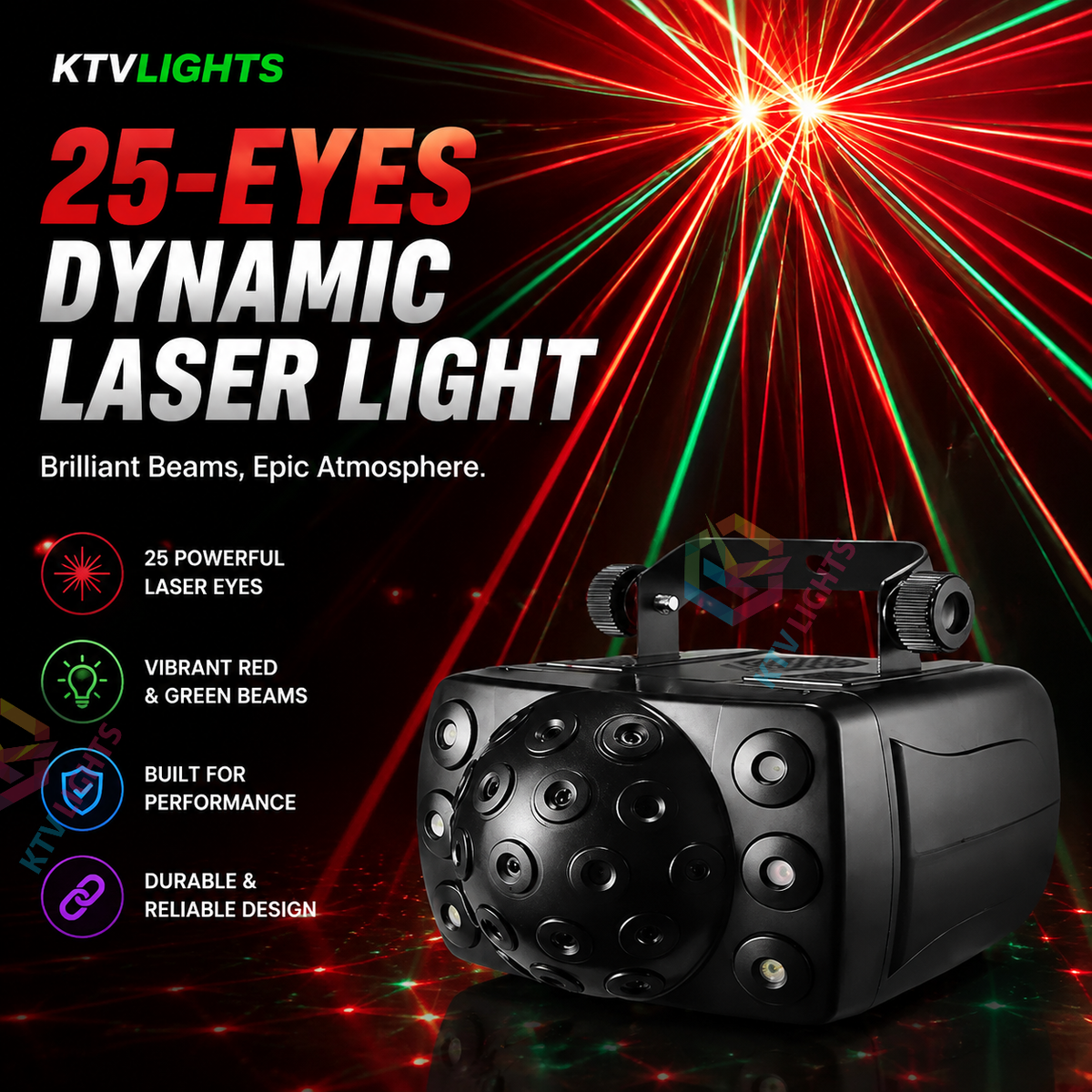 KTVLIGHTS RGB Dynamic Laser Light – DJ Party & Stage Performance – DMX512-B40
