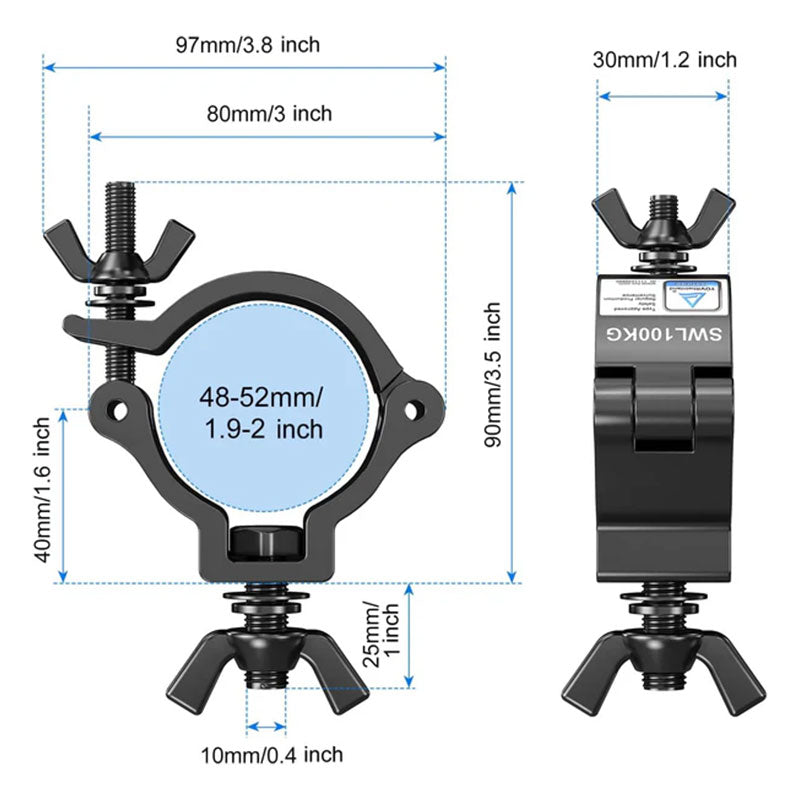 [4 Pack] Stage Lighting Clamps, TUV 2 Inch Truss Lighting Clamps-D7