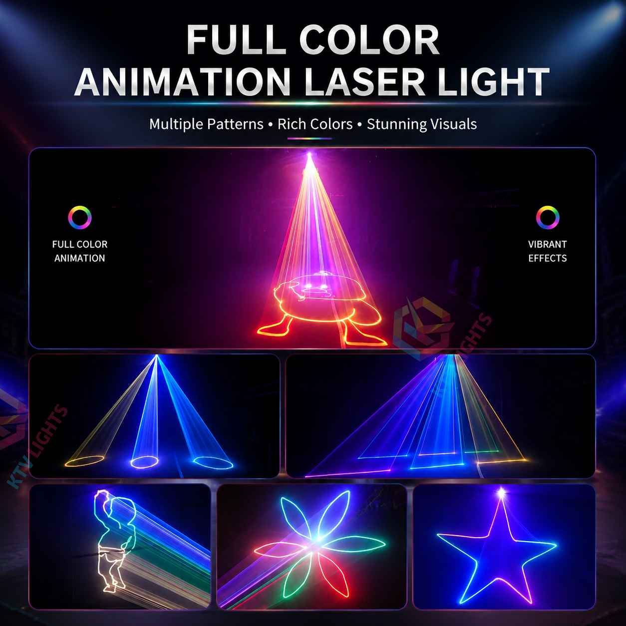 KTVLIGHTS RGB animation laser light suitable for DJ stages and party special effects.-A4