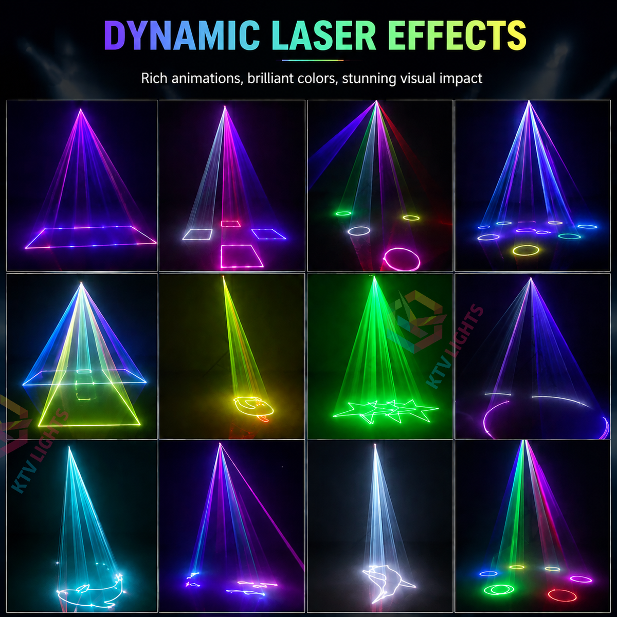 KTVLIGHTS 2W RGB ILDA Animation & Beam Scanning Stage Laser Light-A11
