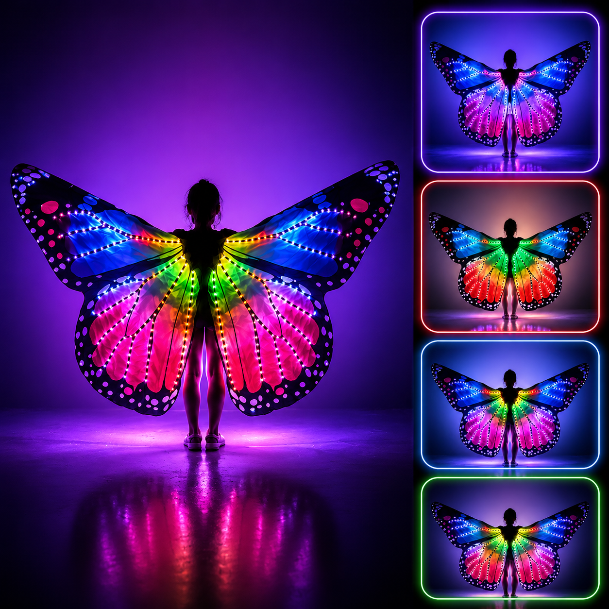 KTVLIGHTS Full Color LED Butterfly Wings Light Up Costume for Rave Party-M4