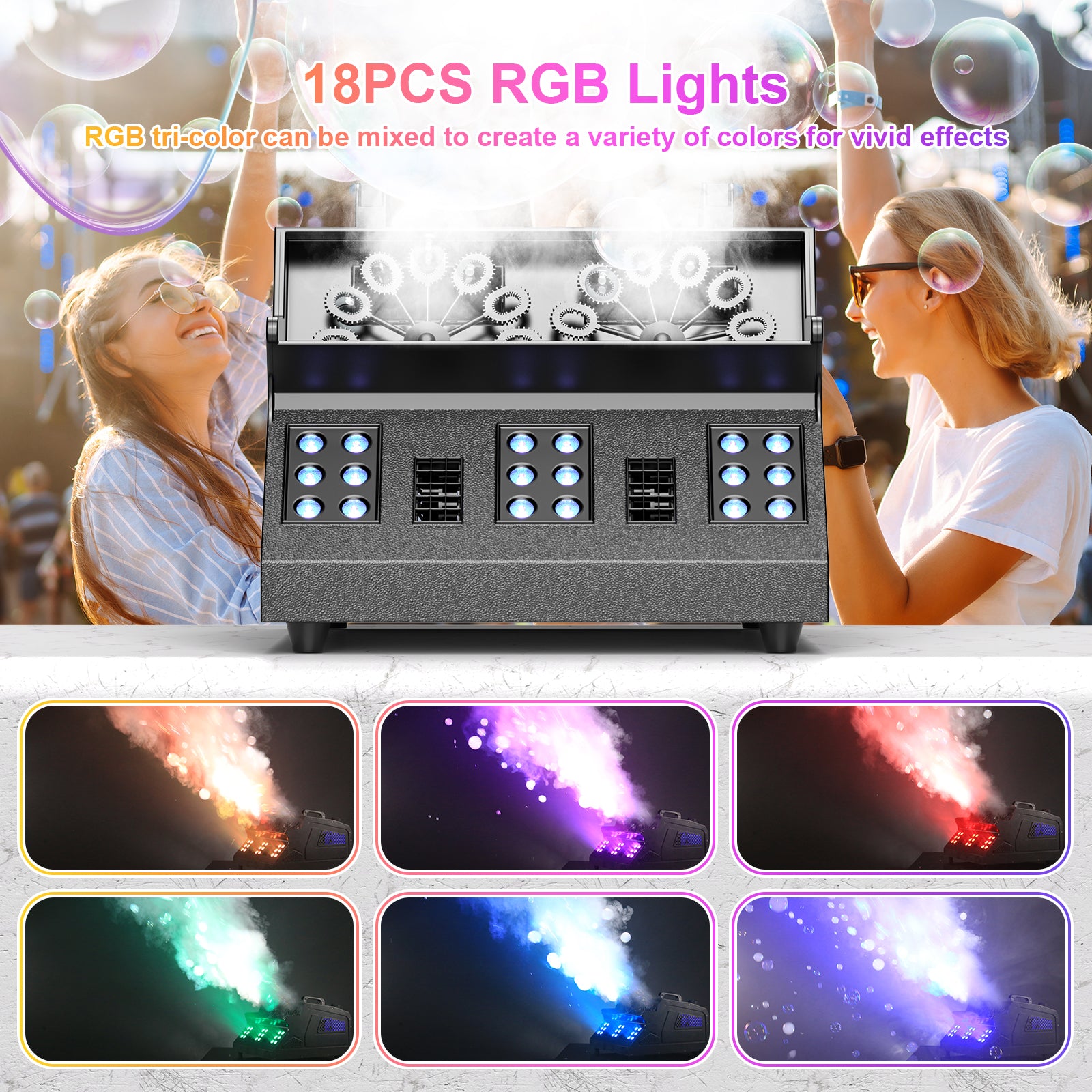 1500W LED RGB Smoke Bubble Machine with Remote Control-Y5