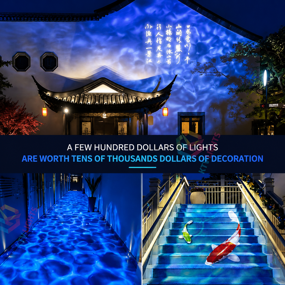 KTVLIGHTS 3W Full-Color IP65 Outdoor Water-Ripple DMX Laser Light-B50