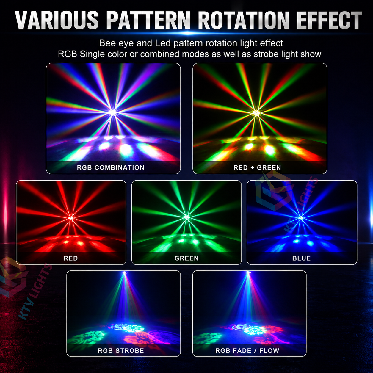 80W RGBW 6-in-1 LED Laser Stage Light with Remote- E83