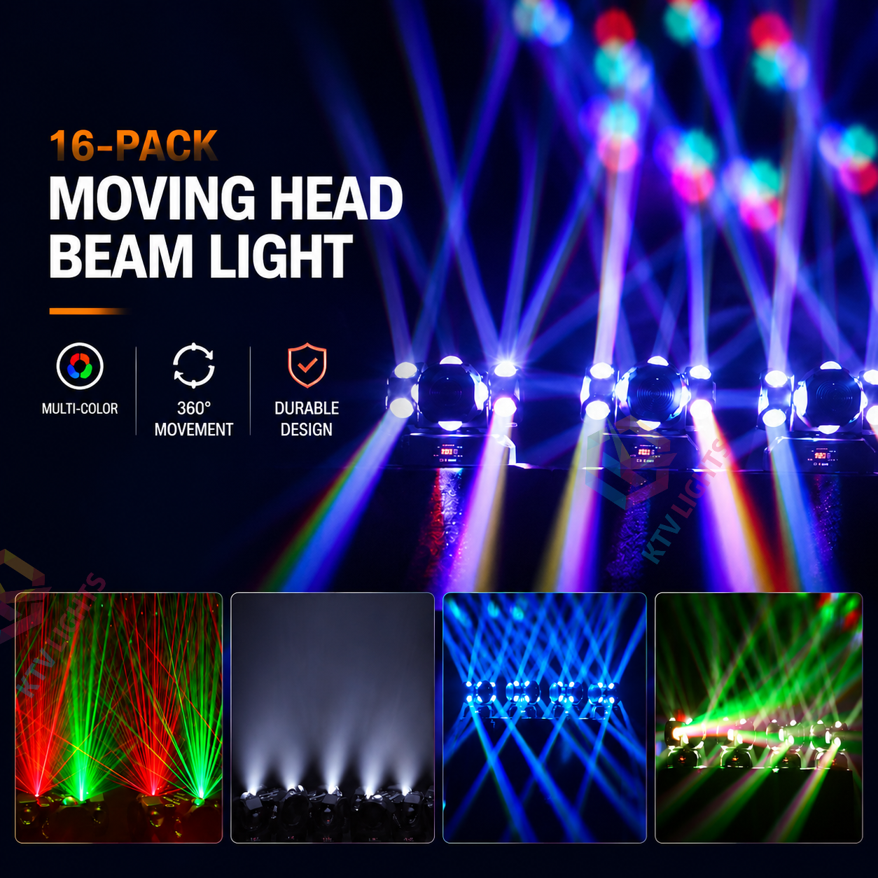 KTVLIGHTS LED 200W RGBW Moving Head Light DMX512 DJ Stage Lighting - E49