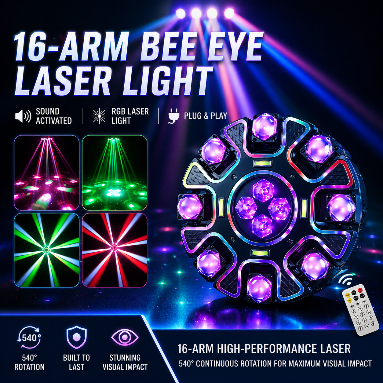 16-Arm Bee-Eye Moving Head Light - E78