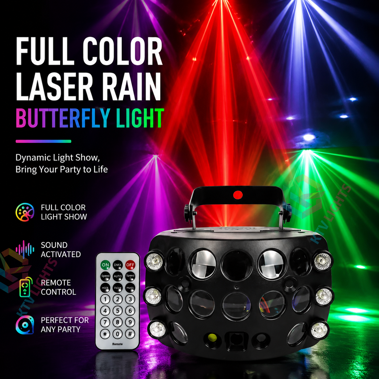 KTVLIGHTS RGB laser butterfly rain light is perfect for DJ parties-B23