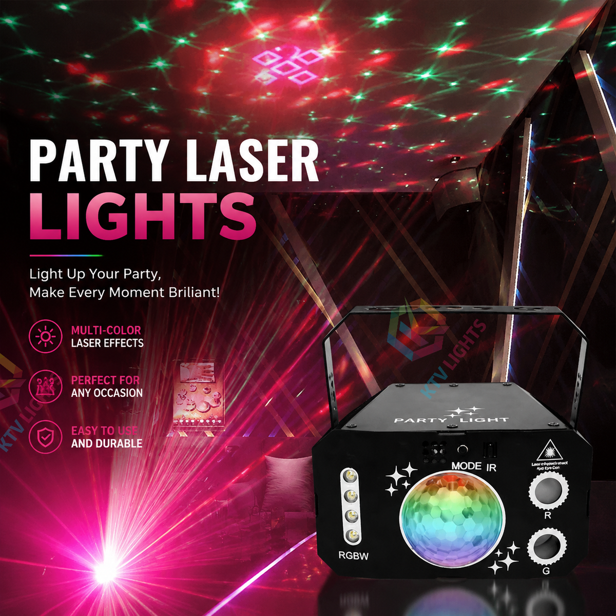 KTVLIGHTS USB Mini Party Laser Light-C12