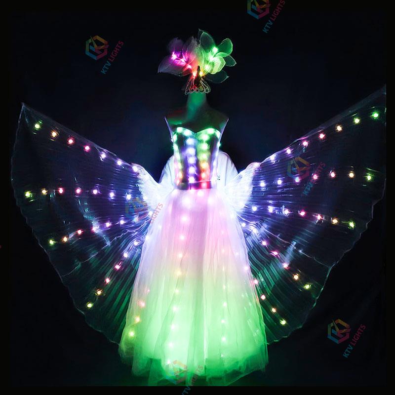 LED Glowing Wedding Dress & Wings for Women Performance Ballet-M52