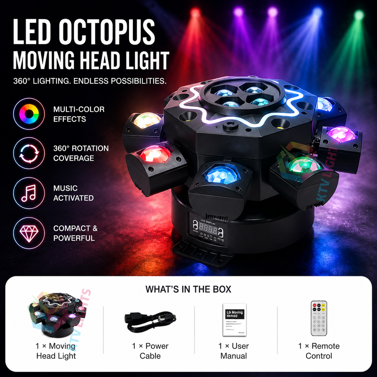 Bee Eye 8 Arm Moving Head Stage Light DJ KTV Party Light-E81