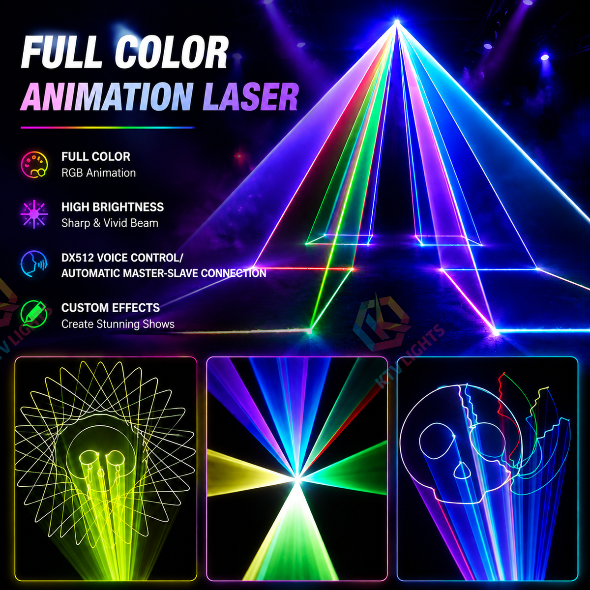 KTVLIGHTS Full-color animated laser light, suitable for DJ parties and nightclubs-A30