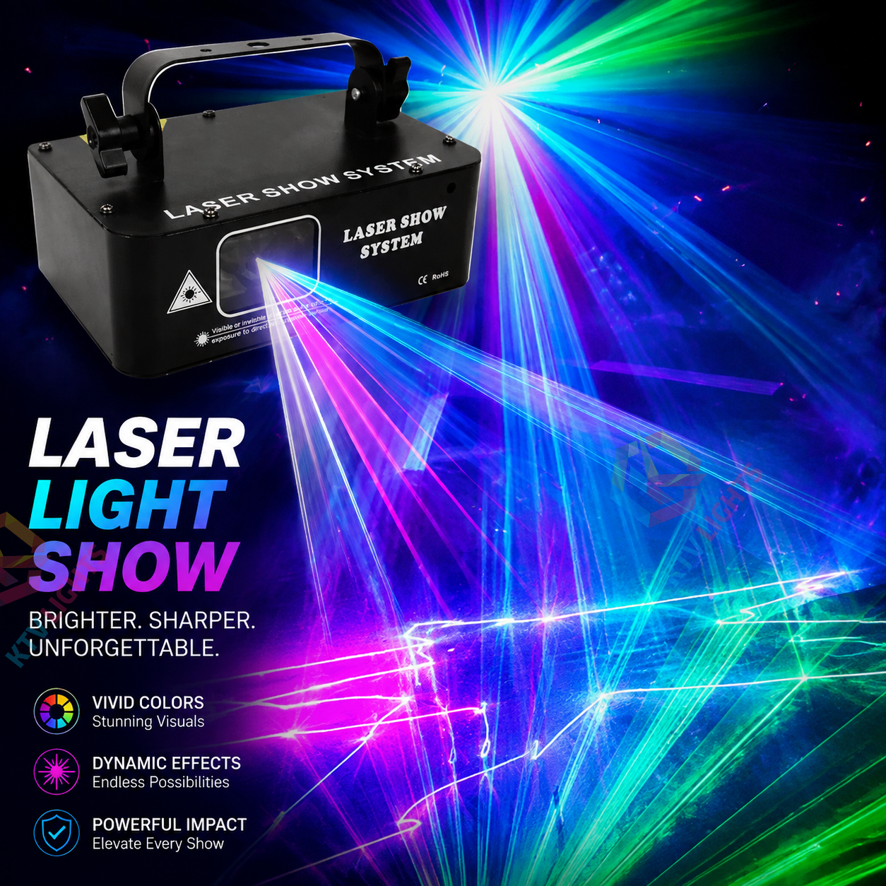 KTVLIGHTS DJ RGB Laser Scanning Stage Effect Light – DMX512 Party Light-B1