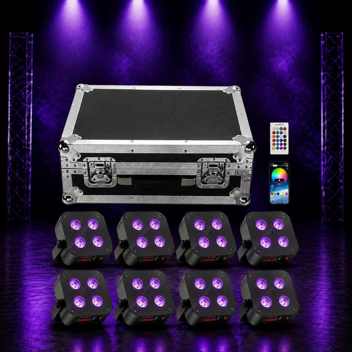 KTVLIGHTS 72W RGBWA UV APP Rechargeable LED PAR Light-P13