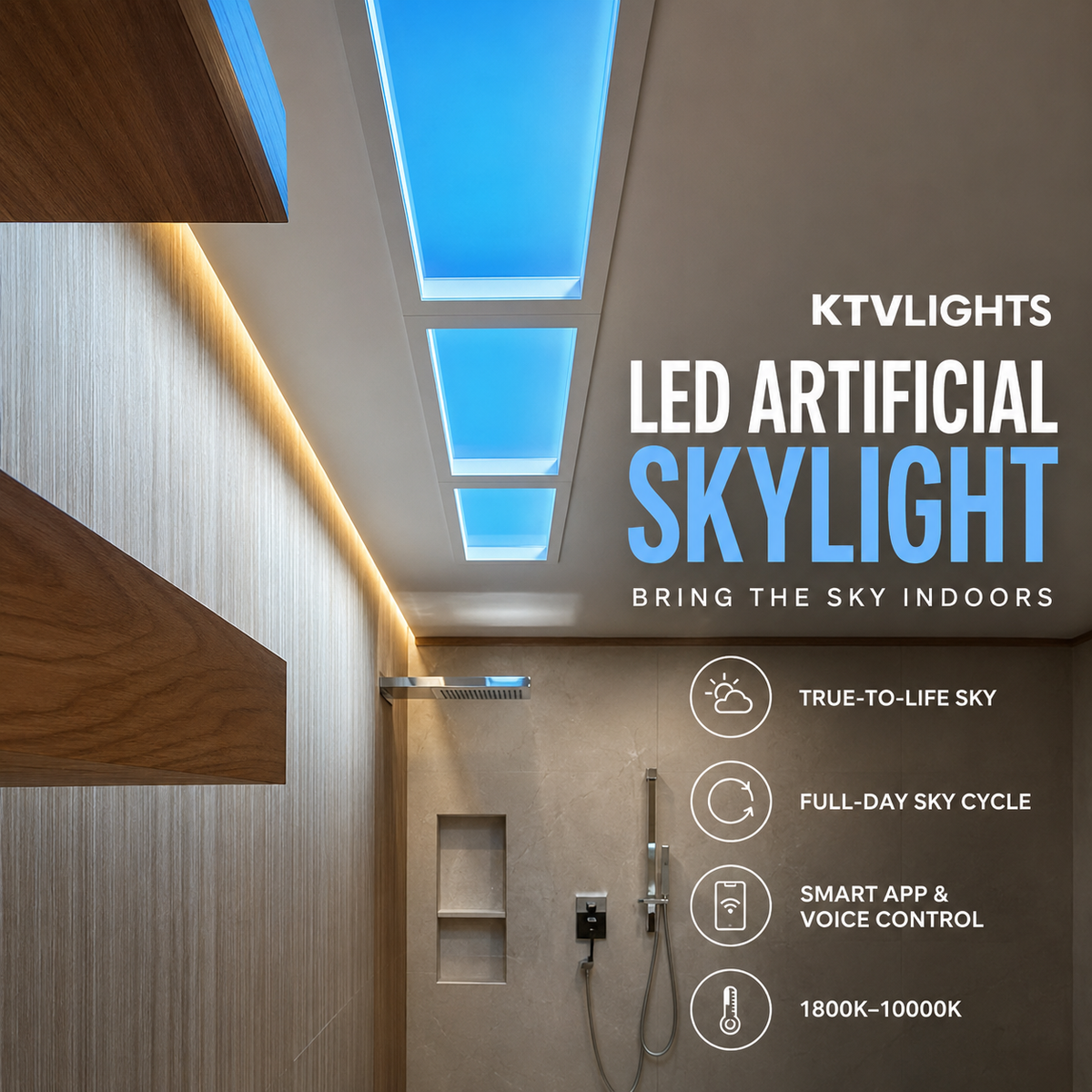 KTVLIGHTS Smart WiFi LED Artificial Skylight Ceiling Lamp
