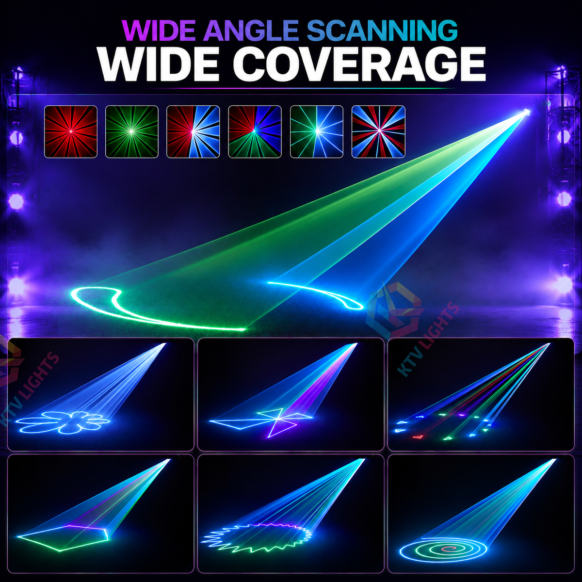 KTVLIGHTS 3D Animation Laser DJ Stage Party Projection Light - A36